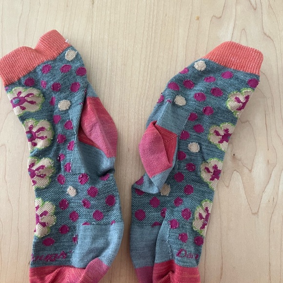 Women’s Darn Tough Medium Color-Block & Stripe Crew Socks - Pink, Blue, Purple - Picture 6 of 7